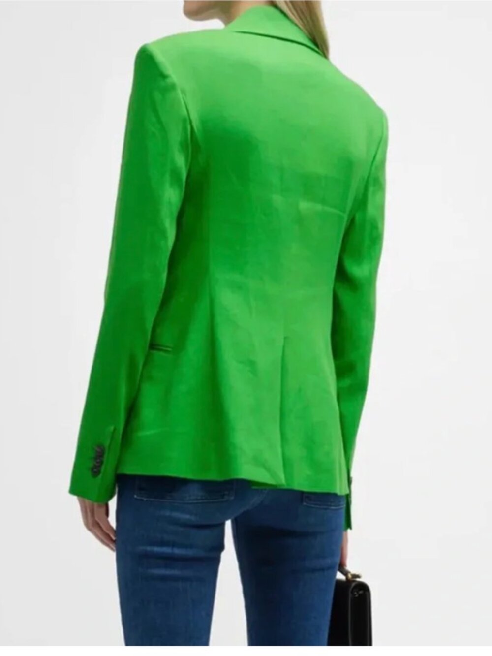 FRAME The Femme Oversized Linen Blazer - Peridot Green (Size 6) - Picture 6 of 12